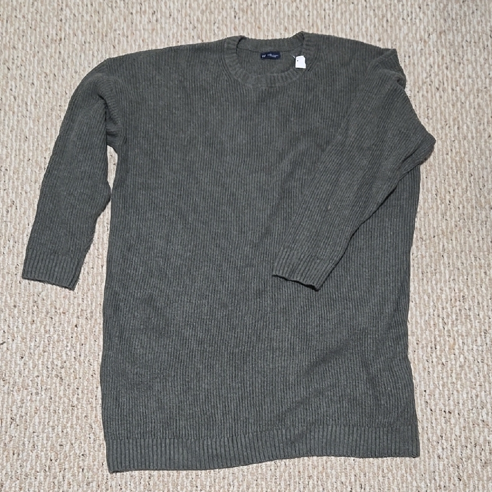 GAP Women's Dark Green-Grey Crewneck Sweater Dress